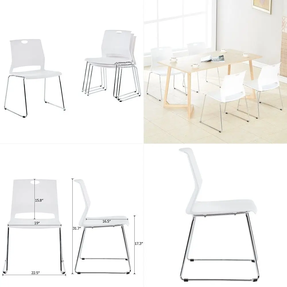 White Plastic Stackable ChairsSet of 4
White Plastic Stackable ChairsSet of 4