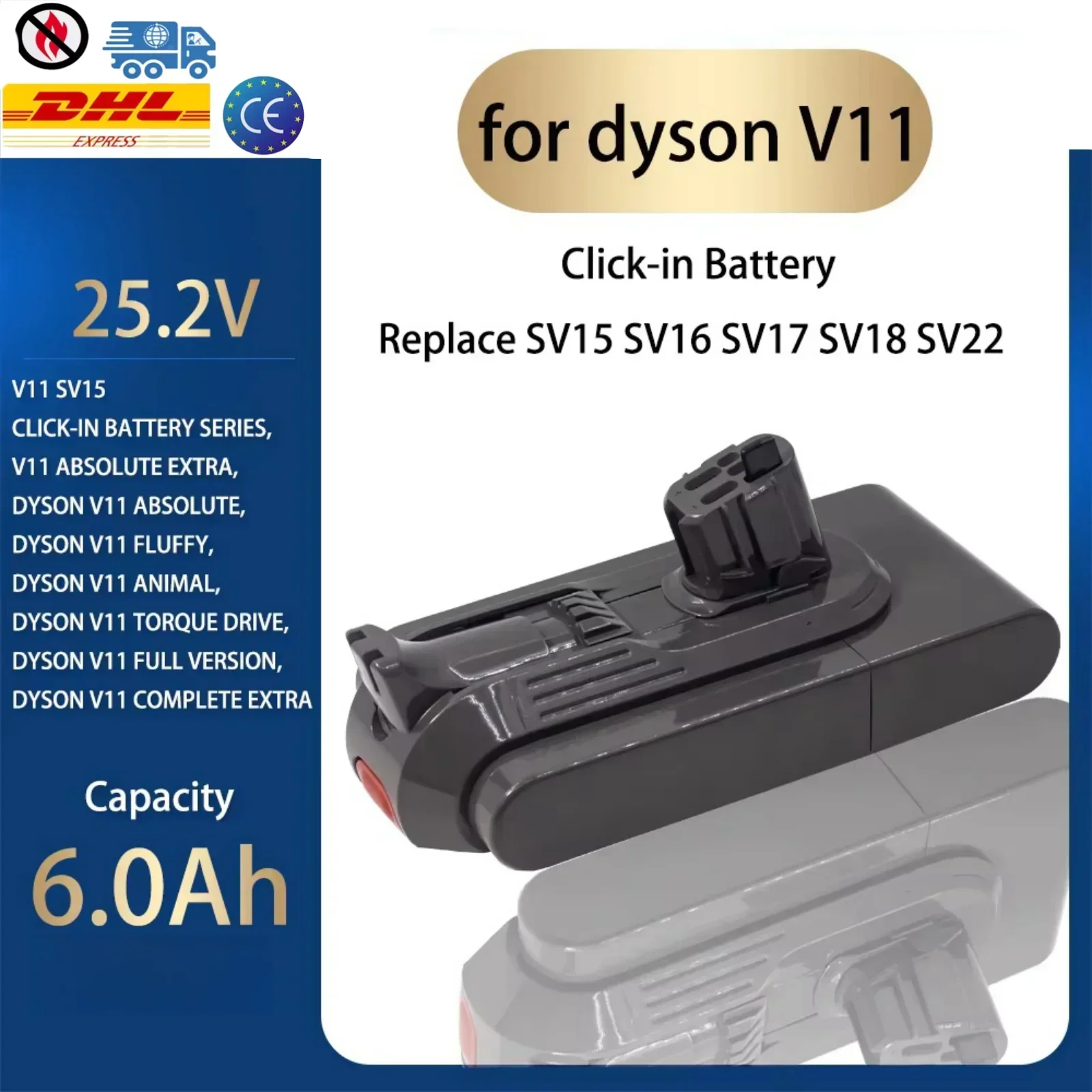 6000mAh/8000mAh Replacement Battery for Dyson Battery V11 SV14 SV17 SV15 Cordless Fluffy Motorhead Stick Handhold Vacuum Cleaner
6000mAh/8000mAh Replacement Battery for Dyson Battery V11 SV14 SV17 SV15 Cordless Fluffy Motorhead Stick Handhold Vacuum Cleaner