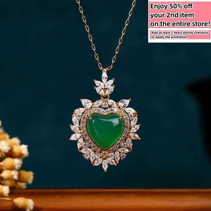 Green Jade Crystal Heart Pendant Necklace Charm 18K Gold Plated Chain Gemstone
Green Jade Crystal Heart Pendant Necklace Charm 18K Gold Plated Chain Gemstone