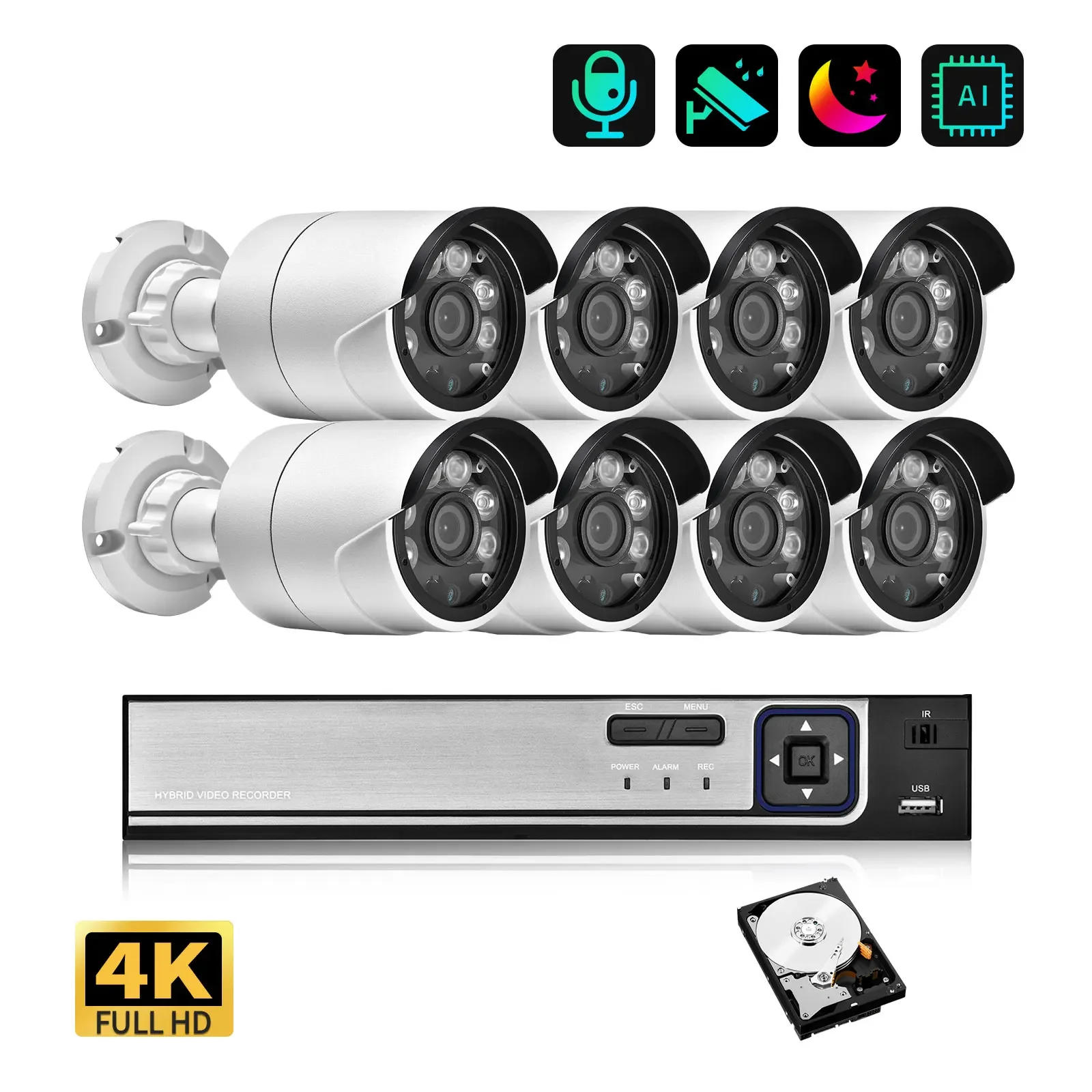 4K Ultra HD 8MP Security Camera System Motion Detection Color Night Vision 8CH POE NVR Video Surveillance Kit P2P IP Camera
4K Ultra HD 8MP Security Camera System Motion Detection Color Night Vision 8CH POE NVR Video Surveillance Kit P2P IP Camera