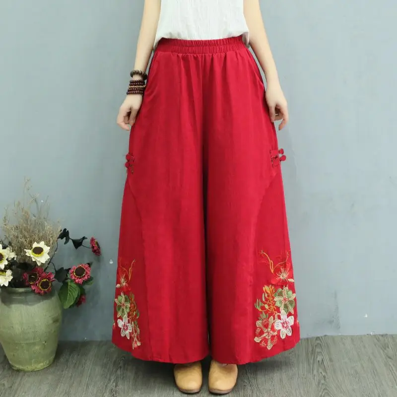 Wide Leg Pants Solid Color Embroidered Printing Vintage Temperament Spring Autumn Thin Fashion Loose Casual Women Clothing 2023
Wide Leg Pants Solid Color Embroidered Printing Vintage Temperament Spring Autumn Thin Fashion Loose Casual Women Clothing 2023