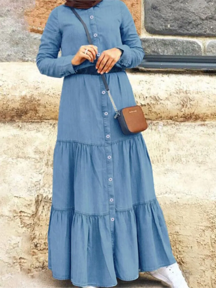 Woman's Single-row Buckle Solid Color Dress Autumn Winter Fashion Long Sleeves Casual Long Dresses Lady Loose Splicing Vestidos
Woman's Single-row Buckle Solid Color Dress Autumn Winter Fashion Long Sleeves Casual Long Dresses Lady Loose Splicing Vestidos
