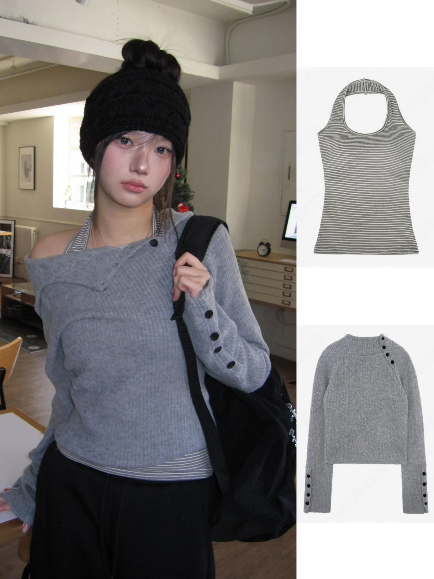 Slimming Effect Korean Style Knitted Top Button up Neckline Striped Pattern Loose Fit Long Sleeve Warmth Suitable for Teens
Slimming Effect Korean Style Knitted Top Button up Neckline Striped Pattern Loose Fit Long Sleeve Warmth Suitable for Teens