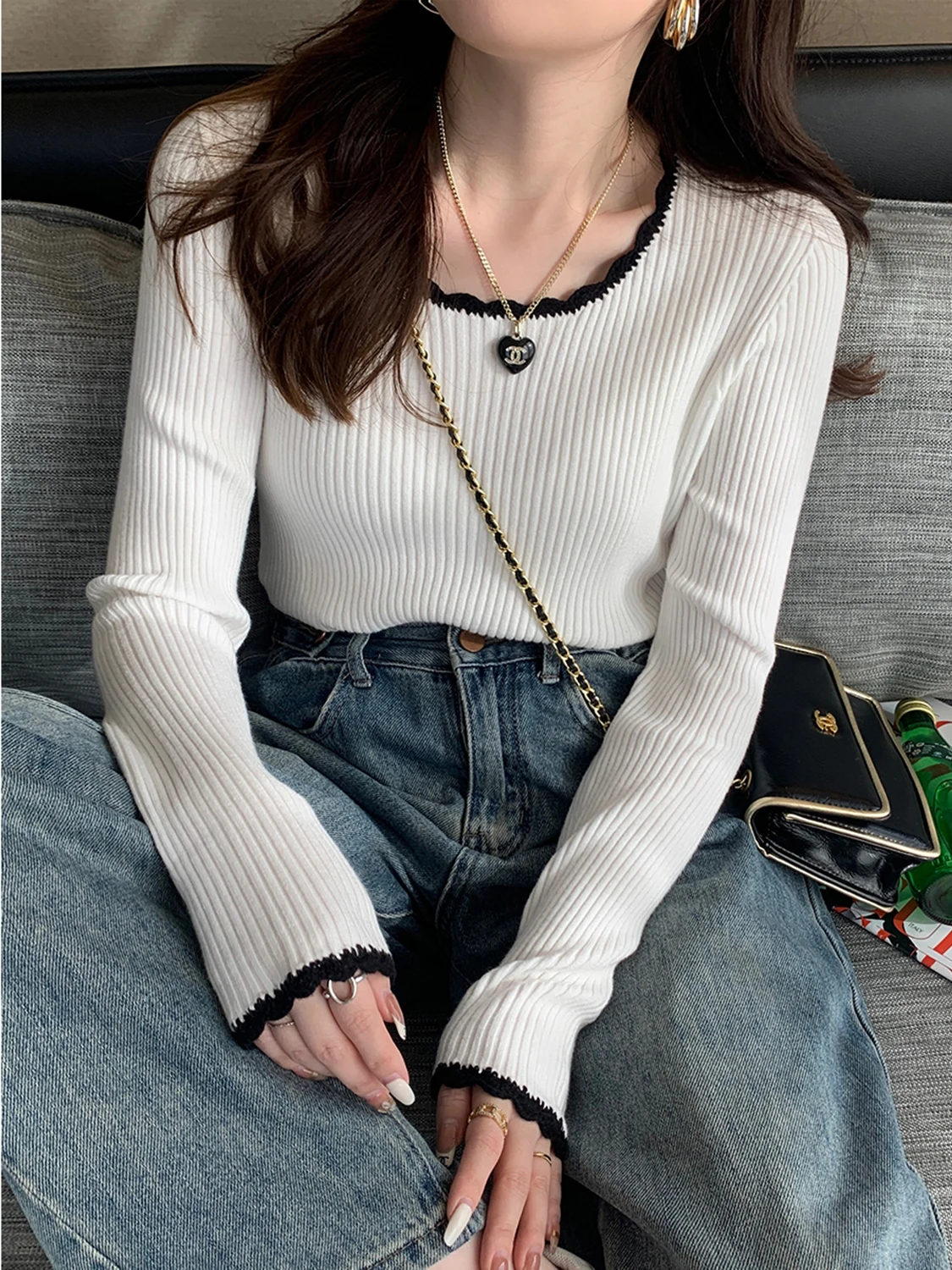 Women's Knitted Slim Fit Sweater Floral Lace Color Blo Base Layer Top V-Ne Long Sve Regular Thin Autumn New Arrival
Women's Knitted Slim Fit Sweater Floral Lace Color Blo Base Layer Top V-Ne Long Sve Regular Thin Autumn New Arrival