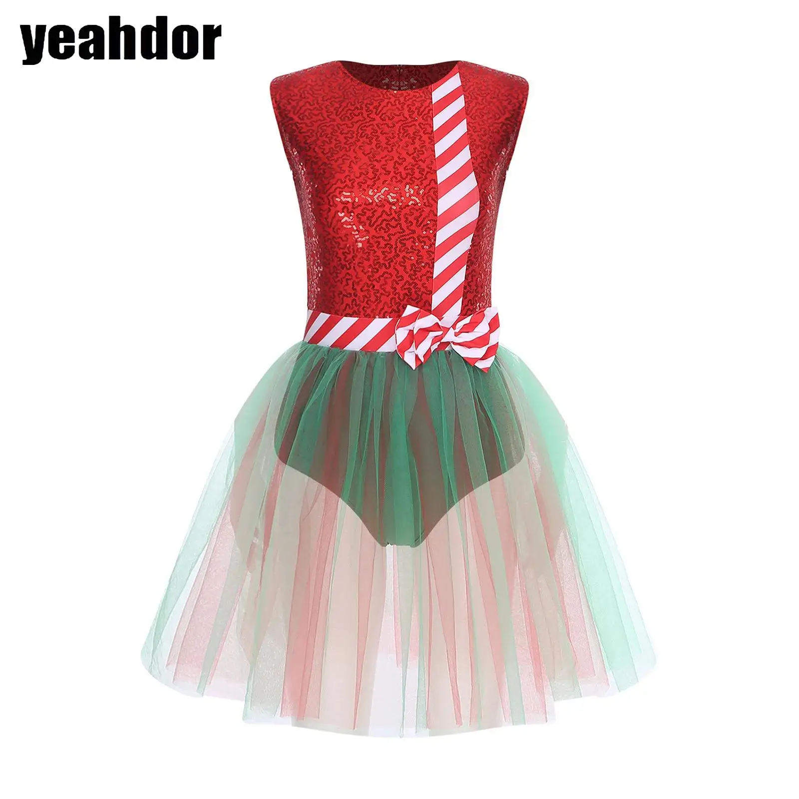 Women Candy Cane Christmas Elf Costume Sparkly Sequin Bowknot Mesh Puffy Dress Skating Ballet Tutu Leotard Santa Claus Cosplay
Women Candy Cane Christmas Elf Costume Sparkly Sequin Bowknot Mesh Puffy Dress Skating Ballet Tutu Leotard Santa Claus Cosplay