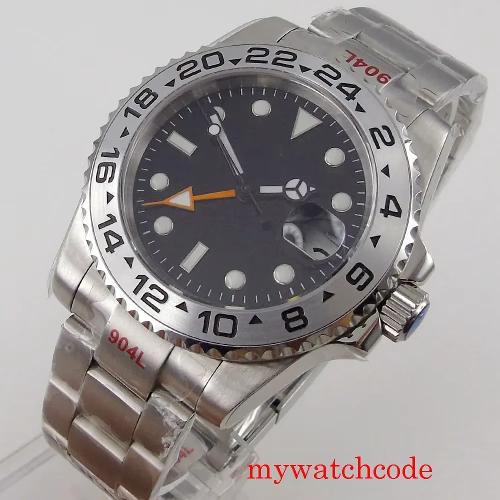 40mm Sterile Orange GMT Hands Sapphire Crystal Automatic Men Watch Date Luminous 904L Bracelet
40mm Sterile Orange GMT Hands Sapphire Crystal Automatic Men Watch Date Luminous 904L Bracelet