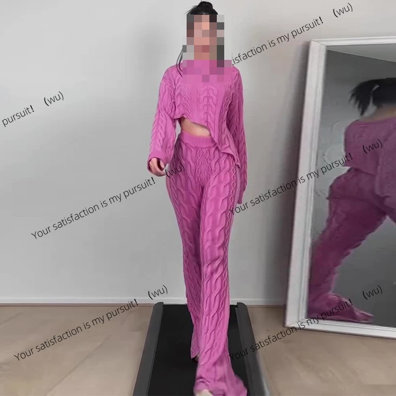 Women's Irregular Long Sleeve Top High Waist Pants Two-piece Set 
Women's Irregular Long Sleeve Top High Waist Pants Two-piece Set