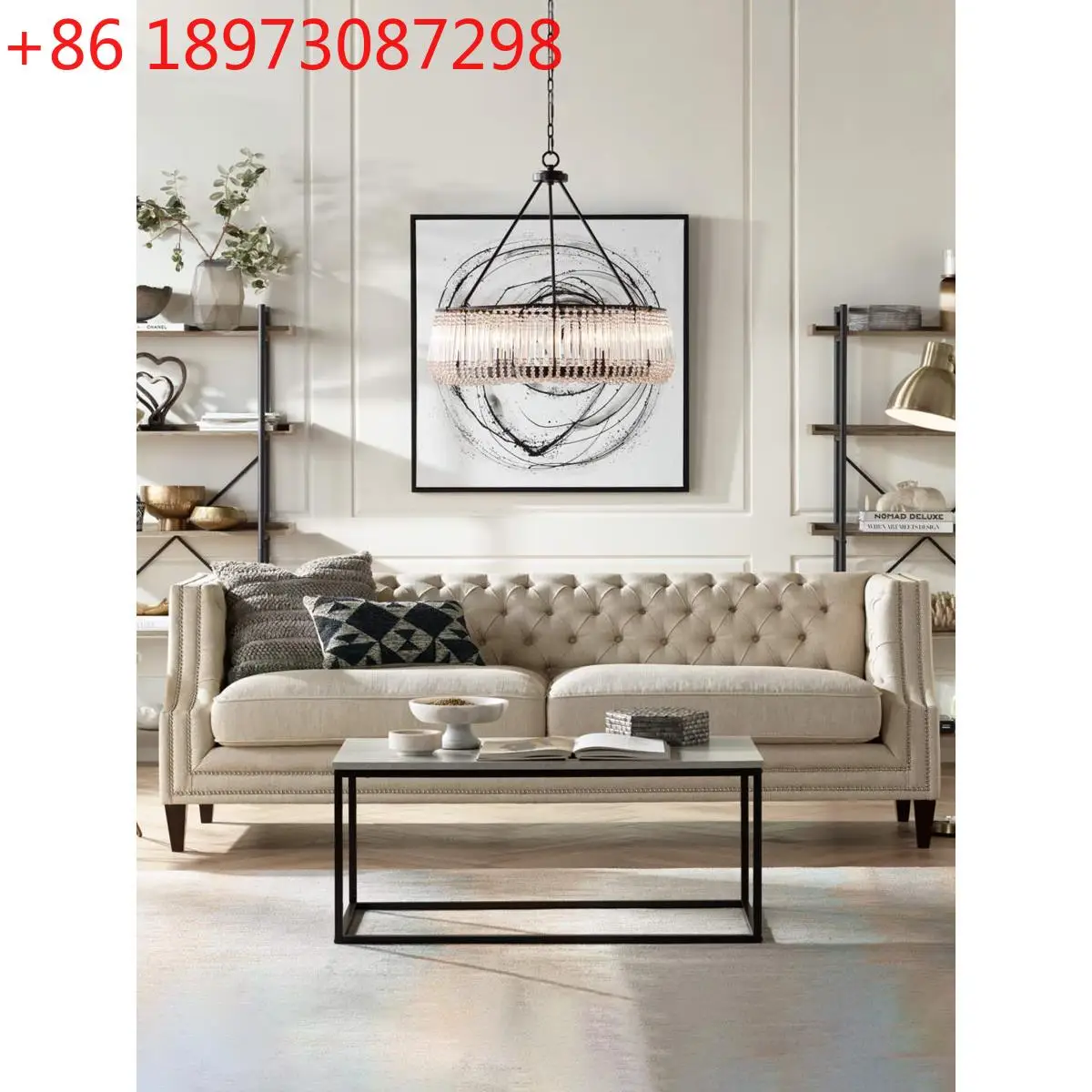 American simple fabric sofa small apartment solid wood French retro buckle
American simple fabric sofa small apartment solid wood French retro buckle