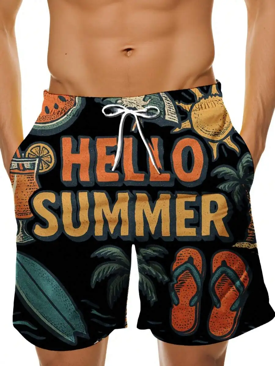 Hello Summer Beach Shorts Men Tropical Print Flip Flops Palm Tree Quick Dry Board Shorts Vacation
Hello Summer Beach Shorts Men Tropical Print Flip Flops Palm Tree Quick Dry Board Shorts Vacation