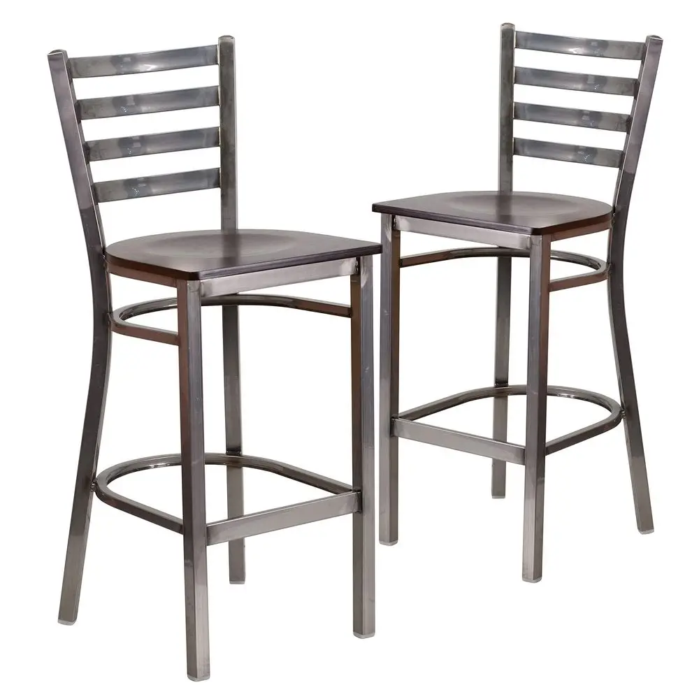 2 Pack HERCULES Series Silver Antique Finish with Clear Coat Ladder Back Metal Restaurant Barstool Walnut Wood Seat
2 Pack HERCULES Series Silver Antique Finish with Clear Coat Ladder Back Metal Restaurant Barstool Walnut Wood Seat