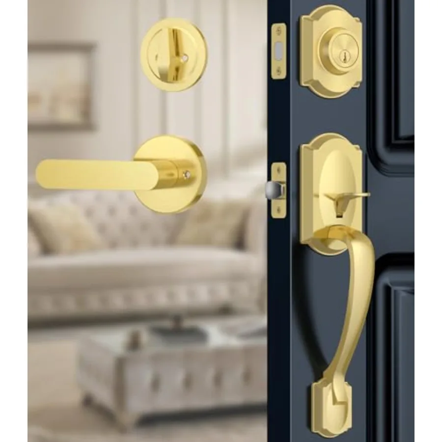 Front Door Lock Set, Front Door Handle and Deadbolt Set, Vintage Exterior Door Lock Set, Front Door Handle with Single Cylinder
Front Door Lock Set, Front Door Handle and Deadbolt Set, Vintage Exterior Door Lock Set, Front Door Handle with Single Cylinder