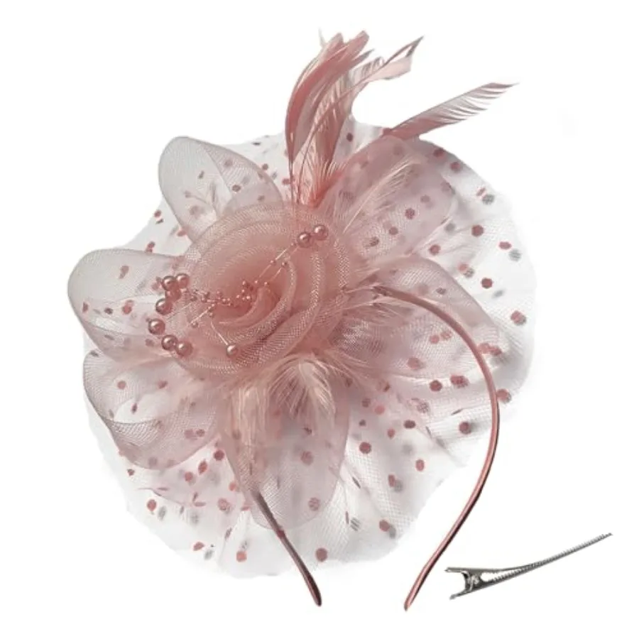 Women's Fascinators Tea Party Wedding Mesh Flower Pearl Feather Fascinator Hat with Headband and Clip
Women's Fascinators Tea Party Wedding Mesh Flower Pearl Feather Fascinator Hat with Headband and Clip