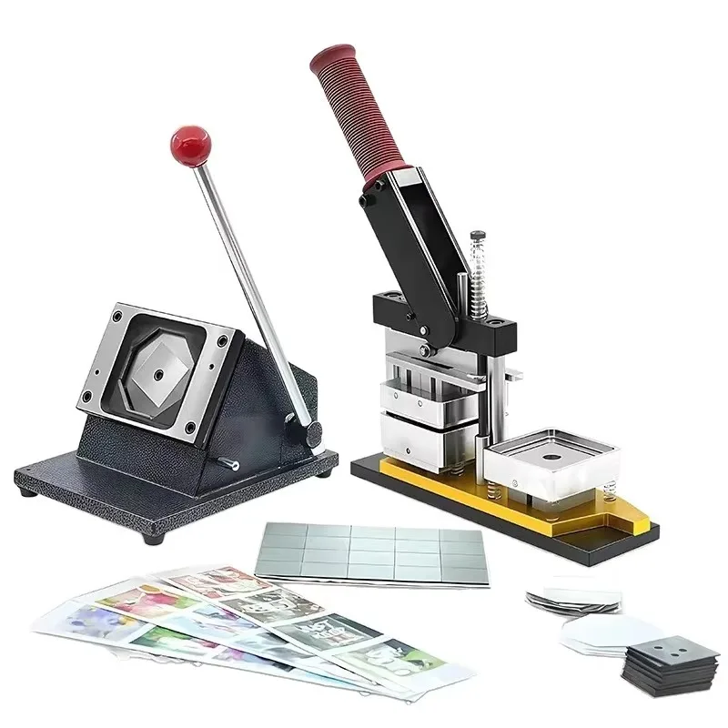 2.5*2.5 Inch Plastic Square Photo Badge & Fridge Magnet Making Machine Kit 1000 Sets Magnet Materials Button Creating Machine