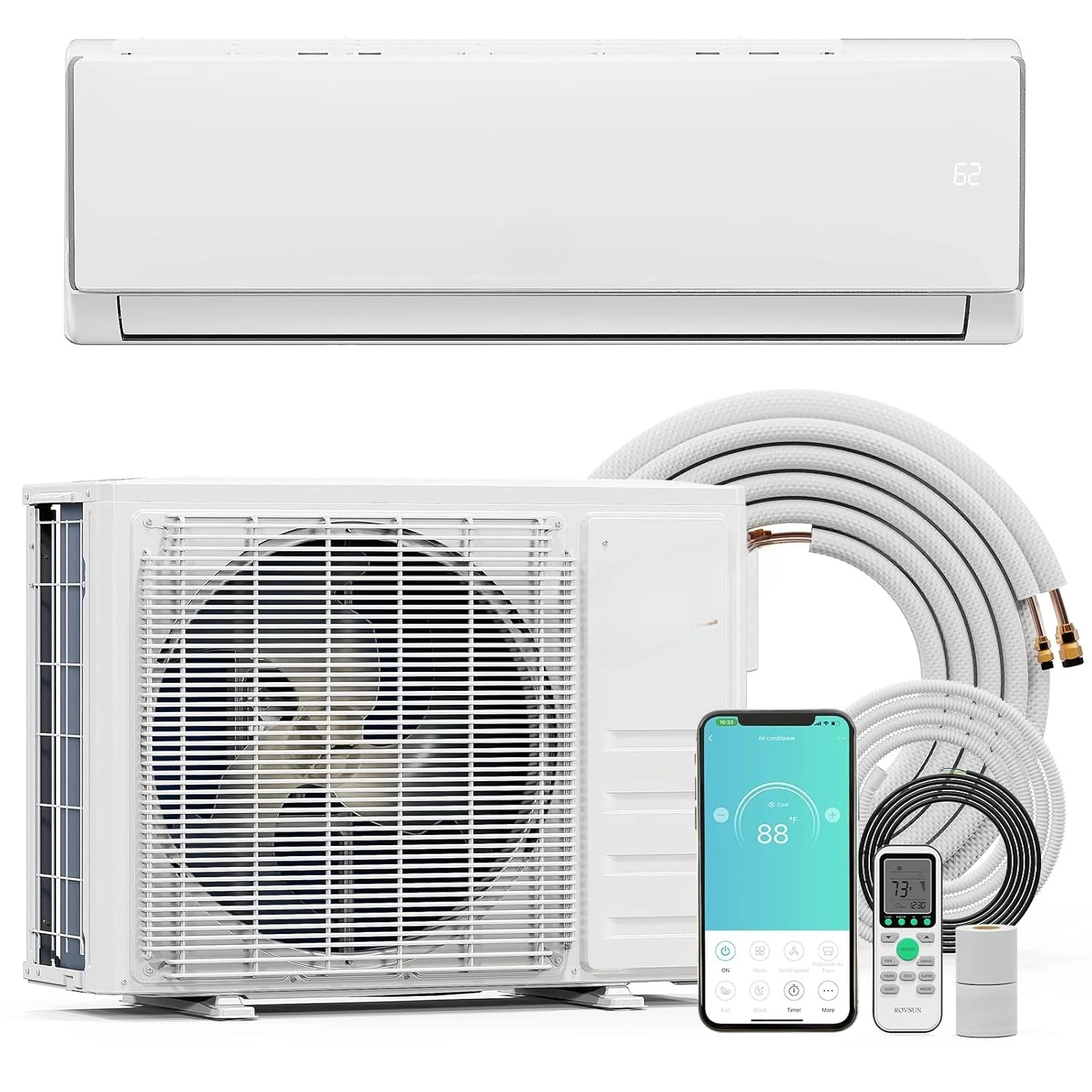 11500 BTU Wifi Enabled Mini Split Air Conditioner & Heater, 17 SEER2 115V Inverter Ductless Wall AC Unit with, Customized
11500 BTU Wifi Enabled Mini Split Air Conditioner & Heater, 17 SEER2 115V Inverter Ductless Wall AC Unit with, Customized
