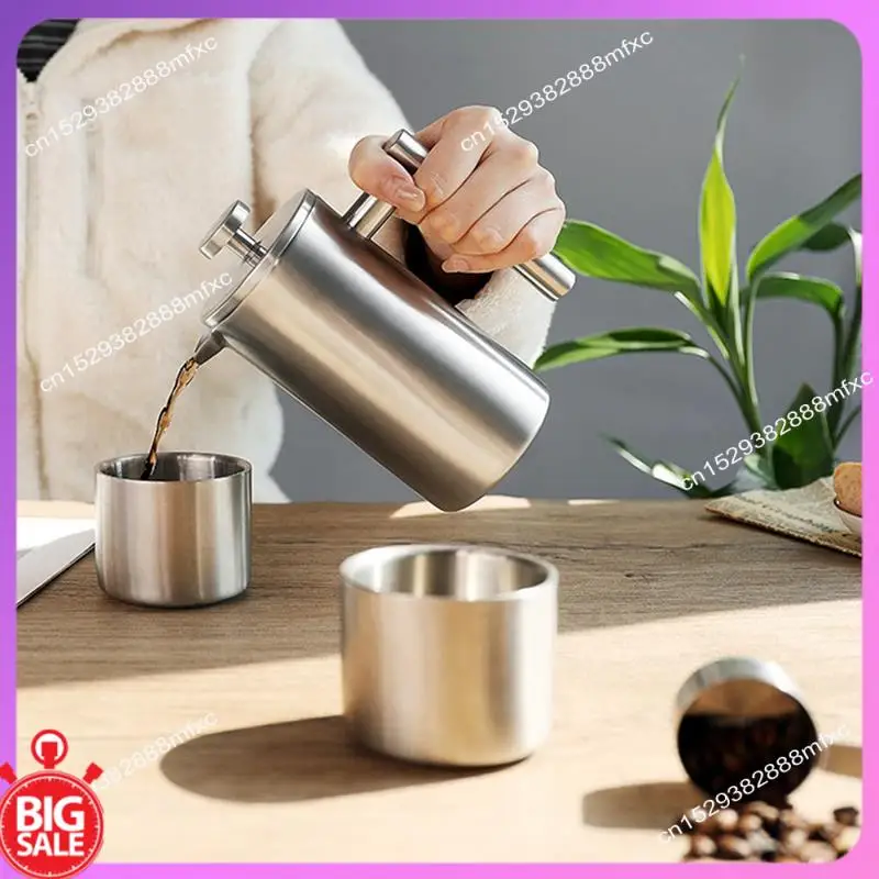 Кофеварка Big Deal French Press с двойными стенками, термостойкий кофейник, изолированный кофеварка из нержавеющей стали, 1 компл.
Кофеварка Big Deal French Press с двойными стенками, термостойкий кофейник, изолированный кофеварка из нержавеющей стали, 1 компл.