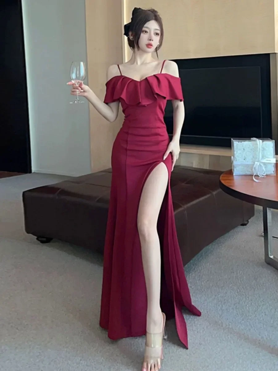 New No.48 evening gown ruffle dress ladies slim banquet Toast clothing and floor-length Long skirt
New No.48 evening gown ruffle dress ladies slim banquet Toast clothing and floor-length Long skirt