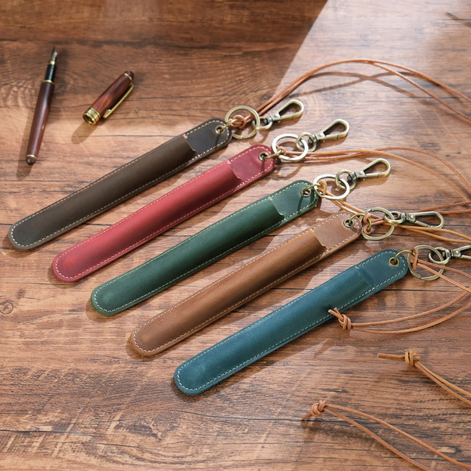 Genuine Leather Lanyard Pen Holder Case Portable Single Pencil Bag Organizer Pouch Pen Sleeve Cover with Keychain Stationery
Genuine Leather Lanyard Pen Holder Case Portable Single Pencil Bag Organizer Pouch Pen Sleeve Cover with Keychain Stationery