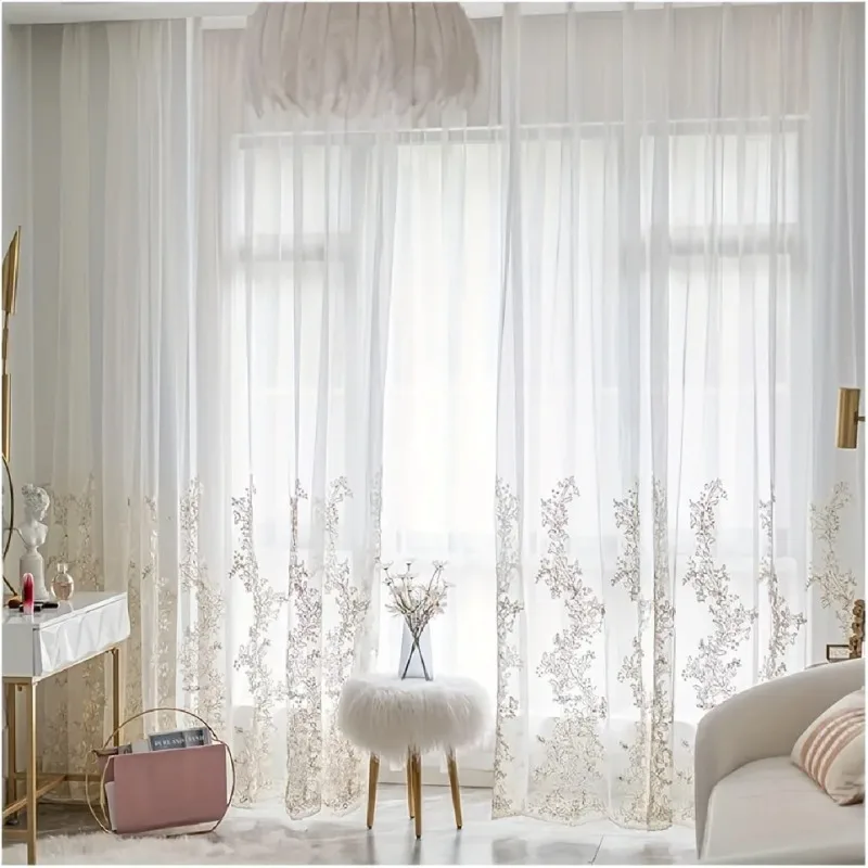 DZQ White Sheer Tulle Curtains for Living Dining Room Bedroom Korean Embroidery Window Curtains Custom Voile Drapes Wedding
DZQ White Sheer Tulle Curtains for Living Dining Room Bedroom Korean Embroidery Window Curtains Custom Voile Drapes Wedding