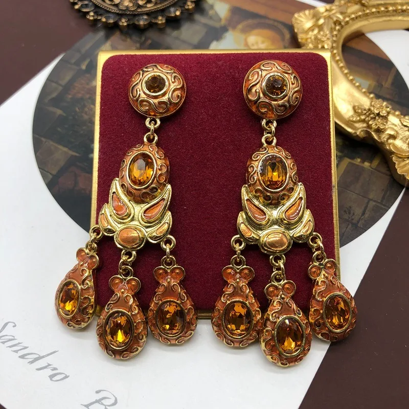 Vintage Earrings Bohemian Ethnic Earrings Diamond Enamel Glaze Tassel Long Sweep Shoulder Earrings Earclips
Vintage Earrings Bohemian Ethnic Earrings Diamond Enamel Glaze Tassel Long Sweep Shoulder Earrings Earclips