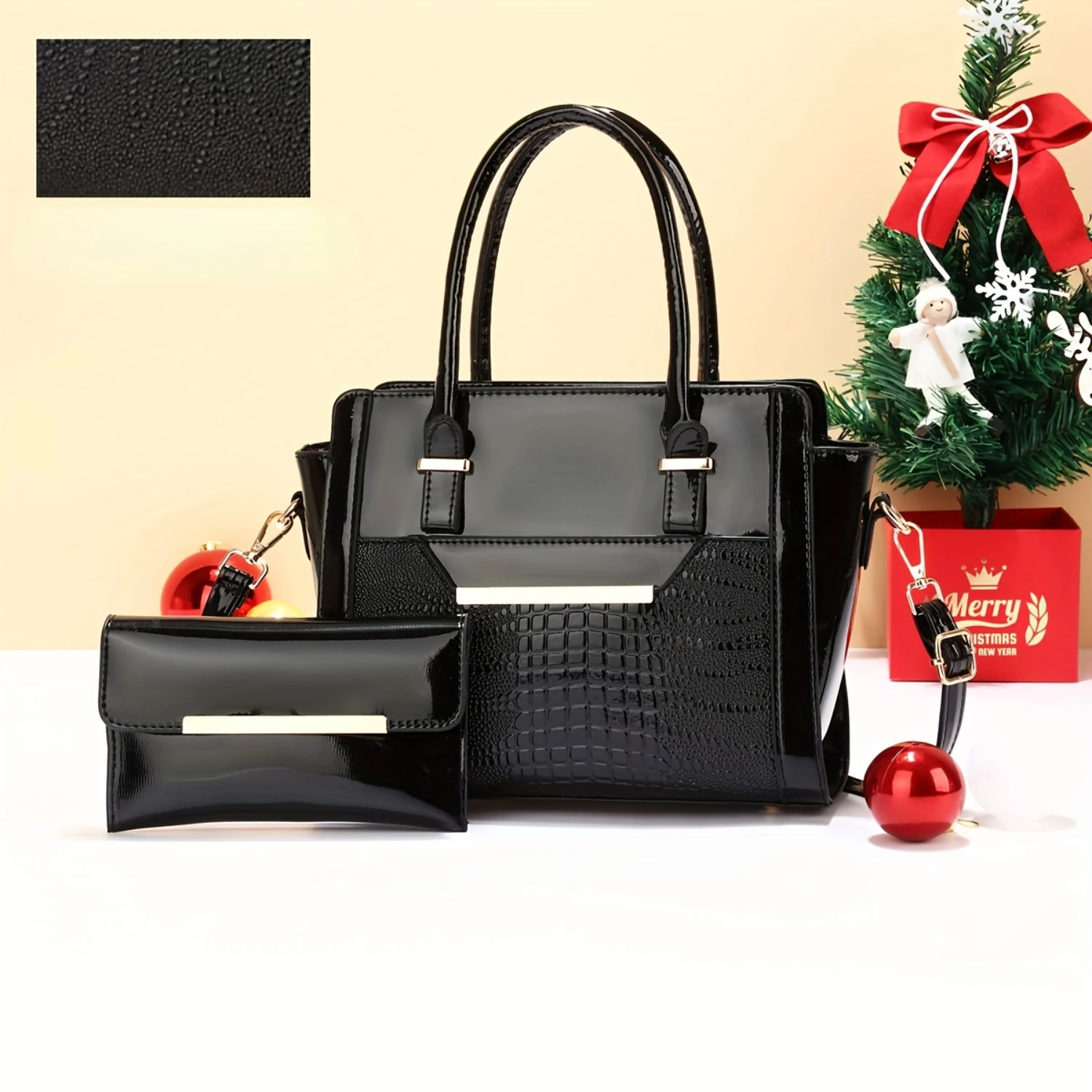 2pcs Crocodile Pattern Tote Bag Set, Multi-pocket Shoulder Bag & Coin Purse, Perfect Handbag for Daily and Party
2pcs Crocodile Pattern Tote Bag Set, Multi-pocket Shoulder Bag & Coin Purse, Perfect Handbag for Daily and Party