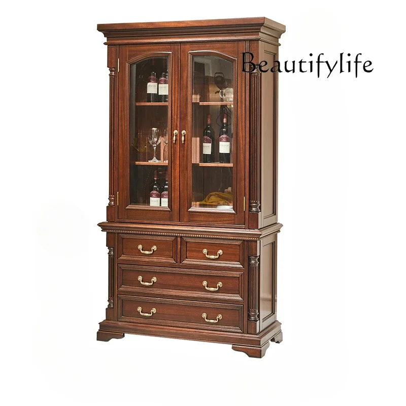 American rural solid wood glass door wine cabinet light luxury high-grade black walnut red wine display storage cabinet
American rural solid wood glass door wine cabinet light luxury high-grade black walnut red wine display storage cabinet