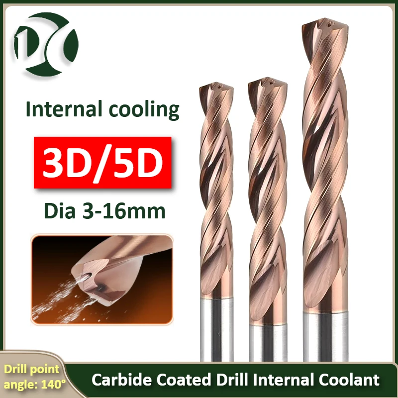 Carbide Coated Drill Internal Coolant 3D/5D Flute Dia 6-16mm High-Eff CNC for Through Holes Straight Shank for Metal Steel
Carbide Coated Drill Internal Coolant 3D/5D Flute Dia 6-16mm High-Eff CNC for Through Holes Straight Shank for Metal Steel
