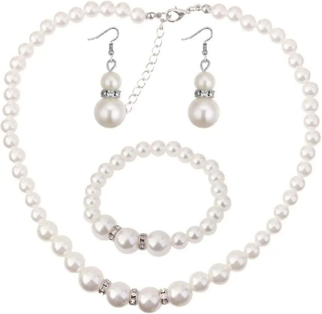 Vintage Style Faux Pearl Necklace, Bracelet & Earrings Set for Women – Elegant Party Jewelry
Vintage Style Faux Pearl Necklace, Bracelet & Earrings Set for Women – Elegant Party Jewelry