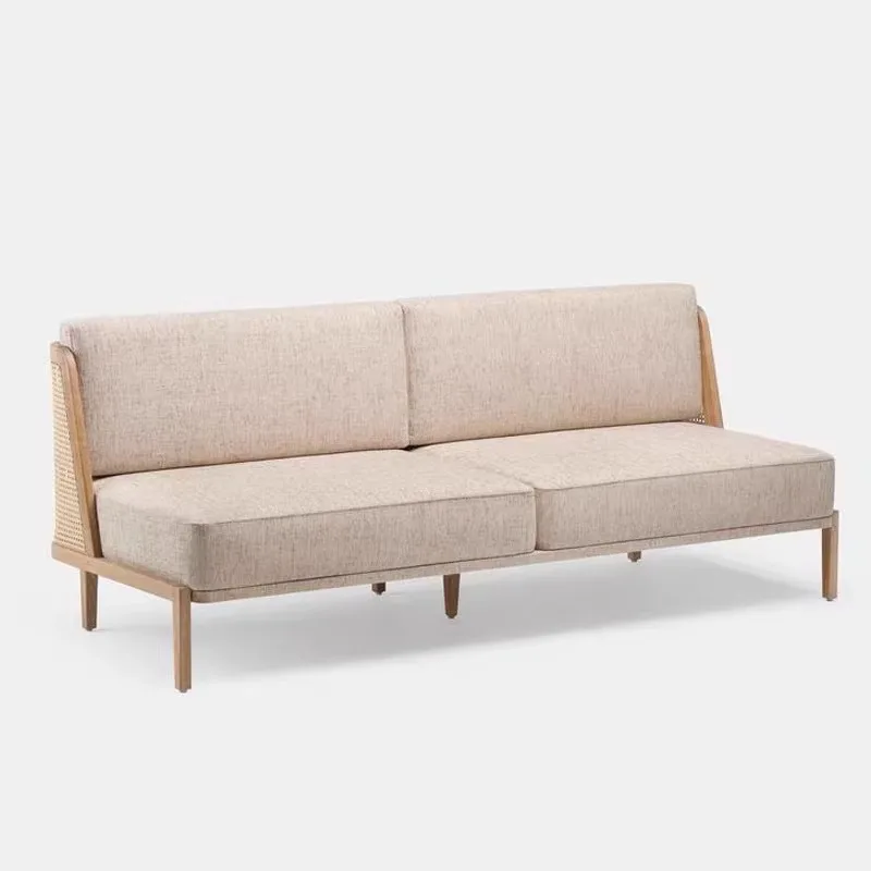 Classic Modern Style Loveseat Armless Sofa with Teak Wood and Rattan Backrest Cushion Filled Sponge Material
Classic Modern Style Loveseat Armless Sofa with Teak Wood and Rattan Backrest Cushion Filled Sponge Material