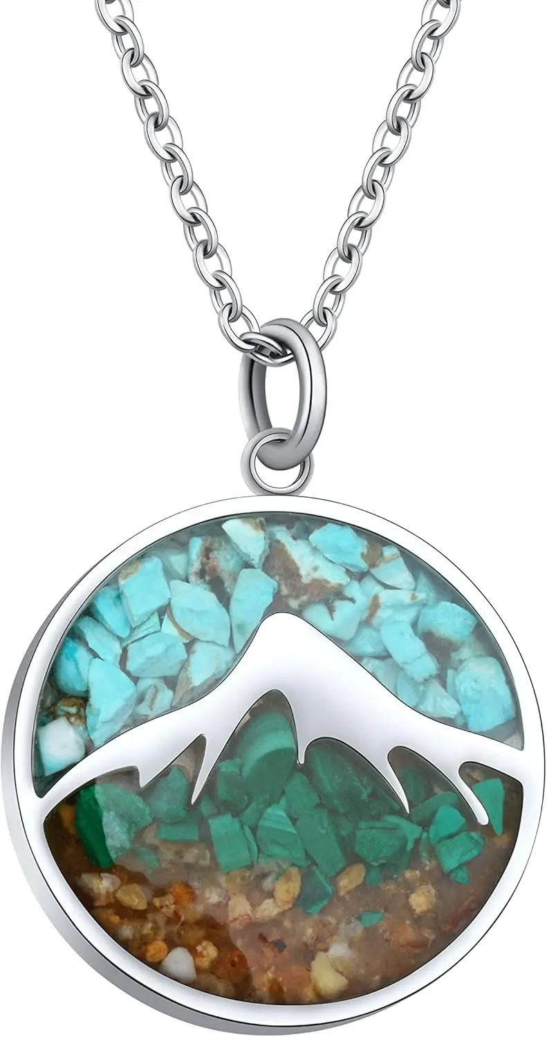 Mountain Necklace for Women Turquoise Sodalite Stone Chips Dainty Nature Necklaces Jewelry for Skiers, Hikers, Campers, Climbers
Mountain Necklace for Women Turquoise Sodalite Stone Chips Dainty Nature Necklaces Jewelry for Skiers, Hikers, Campers, Climbers