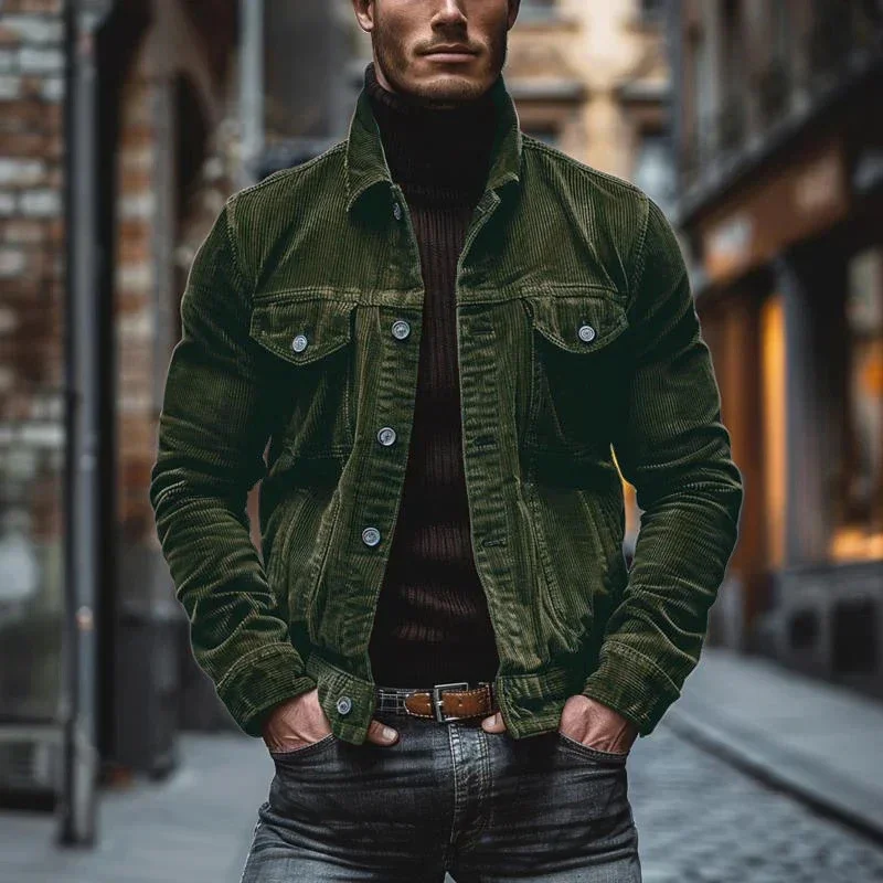 Streetwear Vintage Corduroy Jackets Mens Solid Color Button-up Turn-down Collar Ribbed Jacket Coat Autumn Trendy Men Outerwear
Streetwear Vintage Corduroy Jackets Mens Solid Color Button-up Turn-down Collar Ribbed Jacket Coat Autumn Trendy Men Outerwear