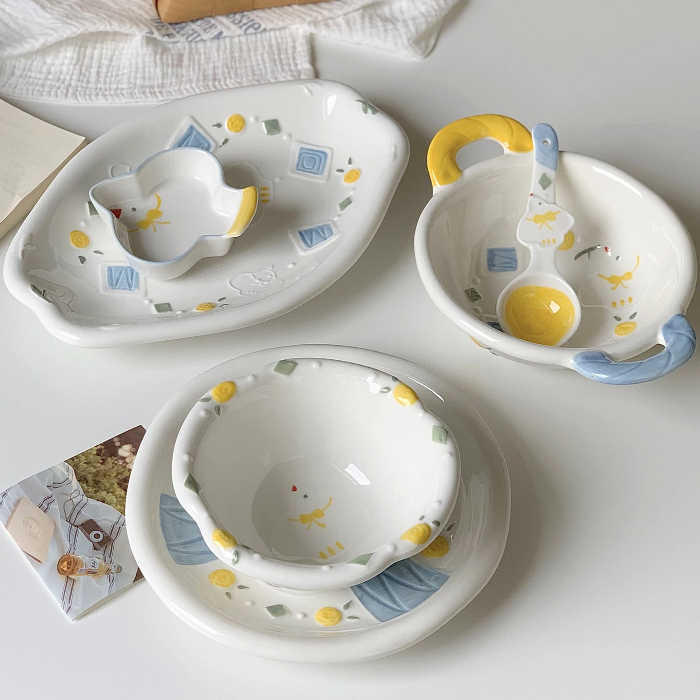 Cute Cartoon Cerc Dinnerware Set Handmade Pattern Rabbit July Home Use Breakfast Plate Bowl Spoon Multifunctional...
Cute Cartoon Cerc Dinnerware Set Handmade Pattern Rabbit July Home Use Breakfast Plate Bowl Spoon Multifunctional...