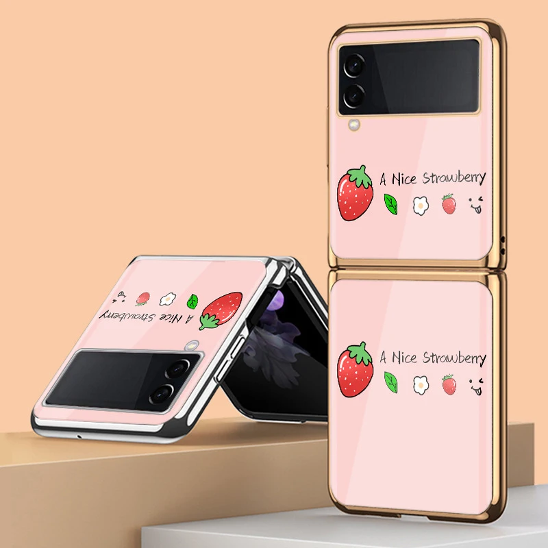 Funda Case for Samsung Galaxy Z Flip 3 Z Flip 2 5G Foundation Strawberry Plating Tempered Glass Protection Phone Case Cover
Funda Case for Samsung Galaxy Z Flip 3 Z Flip 2 5G Foundation Strawberry Plating Tempered Glass Protection Phone Case Cover