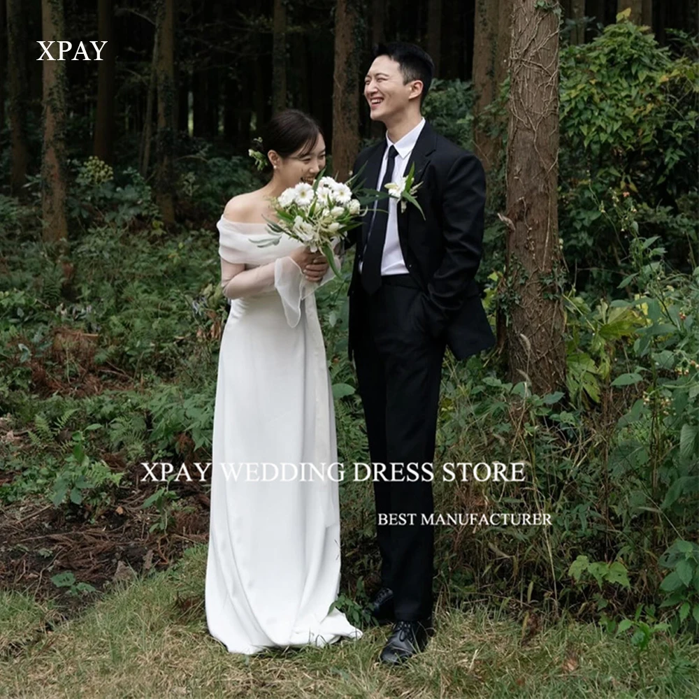 XPAY Simple A Line Korea Wedding Dresses Off Shoulder Long Sleeves Floor Length Bridal Gowns Photo shoot Custom Made 2024
XPAY Simple A Line Korea Wedding Dresses Off Shoulder Long Sleeves Floor Length Bridal Gowns Photo shoot Custom Made 2024