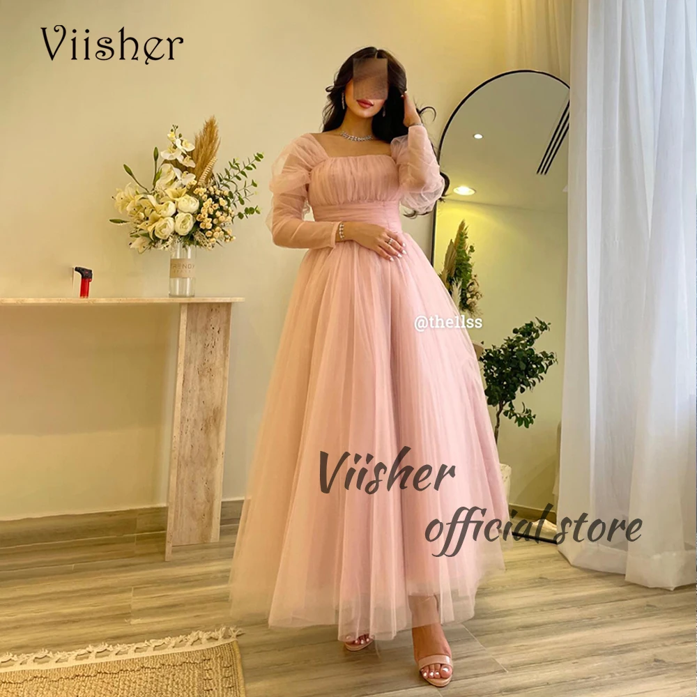 Dusty Pink Tulle Fairy Evening Dresses Long Sleeve Square Neck A Line Prom Party Dress Floor Length Formal Occasion Gowns
Dusty Pink Tulle Fairy Evening Dresses Long Sleeve Square Neck A Line Prom Party Dress Floor Length Formal Occasion Gowns