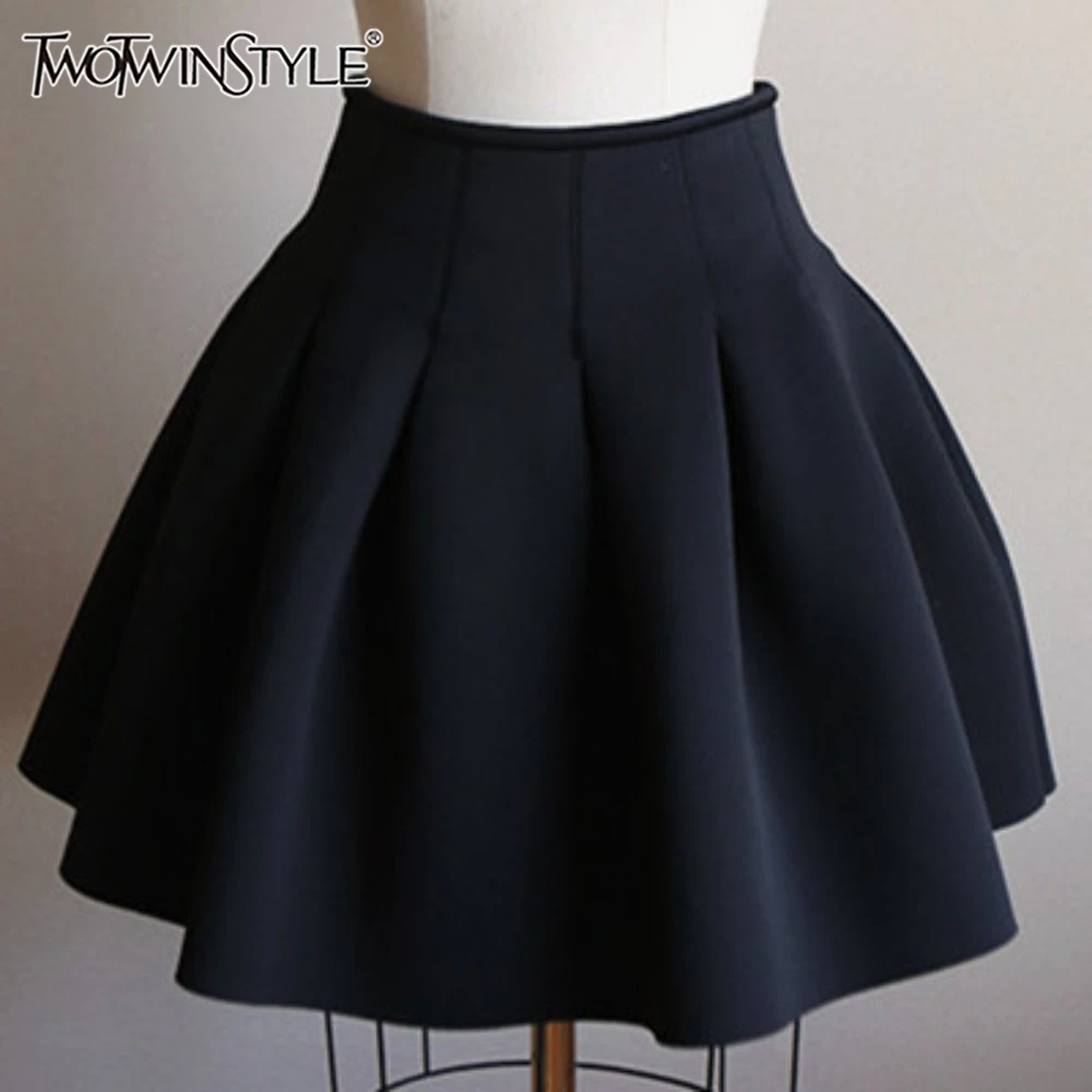 TWOTWINSTYLE Solid Patchwork Folds Casual Skirts For Women High Waist Spliced Zipper Temperament Skirts Female Fashion KSK521956
TWOTWINSTYLE Solid Patchwork Folds Casual Skirts For Women High Waist Spliced Zipper Temperament Skirts Female Fashion KSK521956