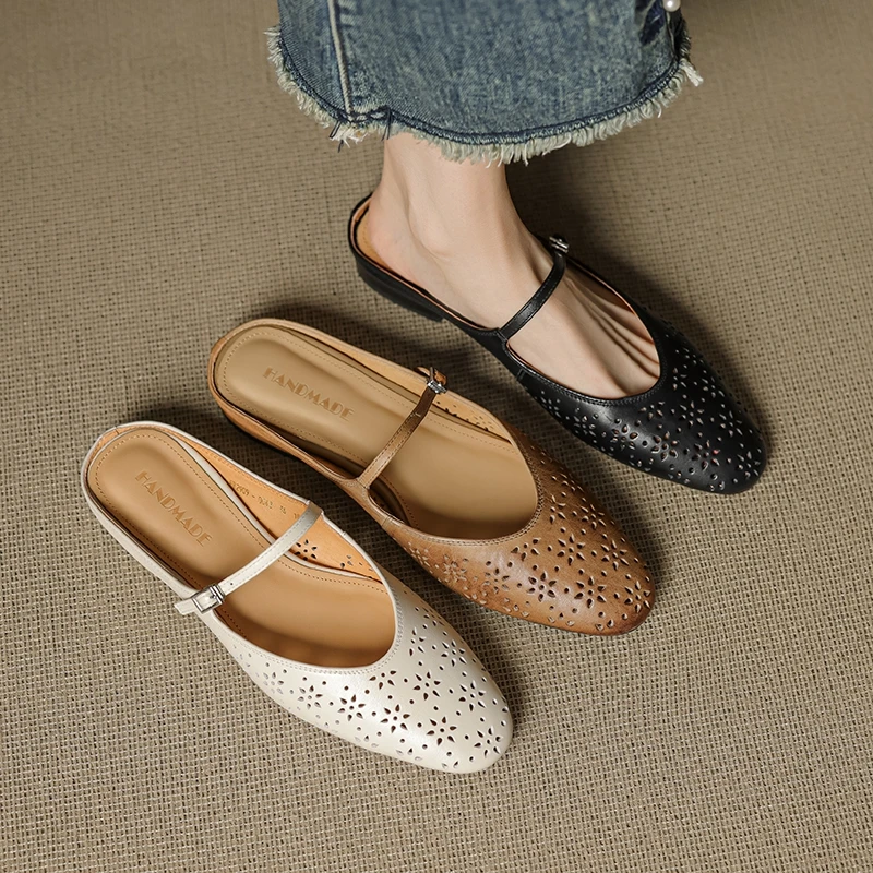Women's new summer genuine leather cowhide carved pine hollow breathable low heel toe Mueller shoes fashion slippers
Women's new summer genuine leather cowhide carved pine hollow breathable low heel toe Mueller shoes fashion slippers