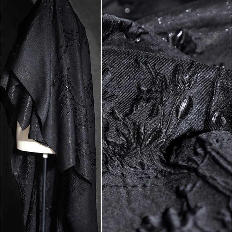 Black and silver jacquard fabric for Chinese-style skirt suit a designer clothing
Black and silver jacquard fabric for Chinese-style skirt suit a designer clothing