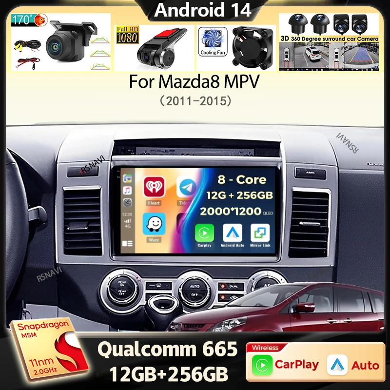 Android 14 Auto Carplay For Mazda 8 Mazda8 MPV 2011 2012 2013 2014 2015 Car Radio Navigation Multimedia Player Head Unit Stereo 
Android 14 Auto Carplay For Mazda 8 Mazda8 MPV 2011 2012 2013 2014 2015 Car Radio Navigation Multimedia Player Head Unit Stereo