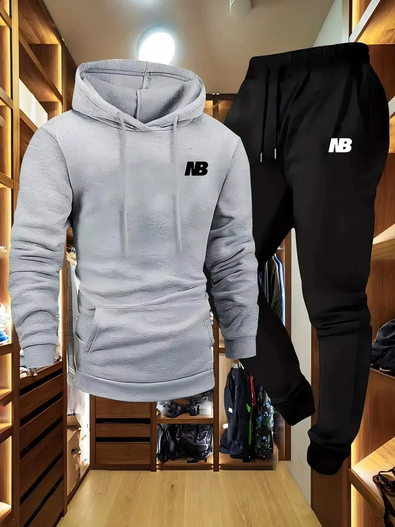 Men's Sporty Two-Piece Set Hoodie And Pants Gray Black Logo Non-Stretch Regular Fit with Pockets for Fall_Winter hoodies
Men's Sporty Two-Piece Set Hoodie And Pants Gray Black Logo Non-Stretch Regular Fit with Pockets for Fall_Winter hoodies