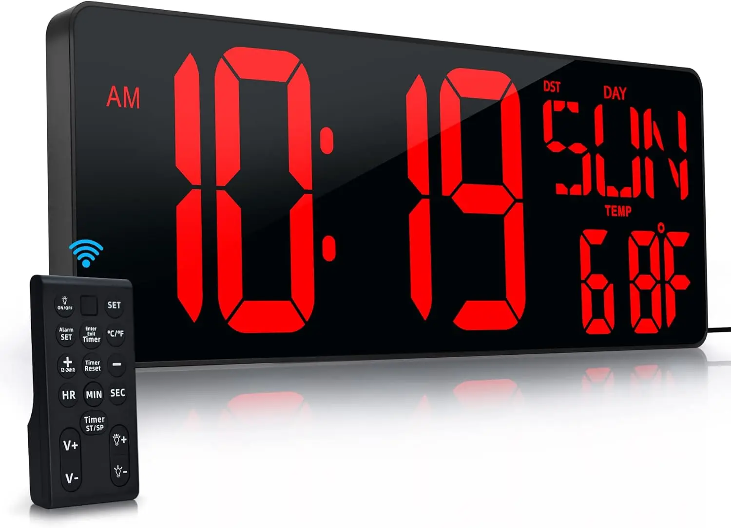 17.2" LED Digital Wall Clock with Remote Control, Temperature Display, Auto Dimming & Timer for Home Office
17.2" LED Digital Wall Clock with Remote Control, Temperature Display, Auto Dimming & Timer for Home Office