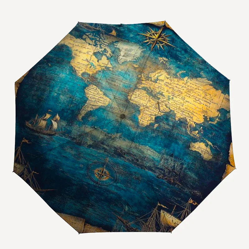 1pc Automatic Open/Close Umbrella with World Map Design - Travel Umbrella, Navy Blue & Golden Vintage, Compact Folding Umbrell
1pc Automatic Open/Close Umbrella with World Map Design - Travel Umbrella, Navy Blue & Golden Vintage, Compact Folding Umbrell