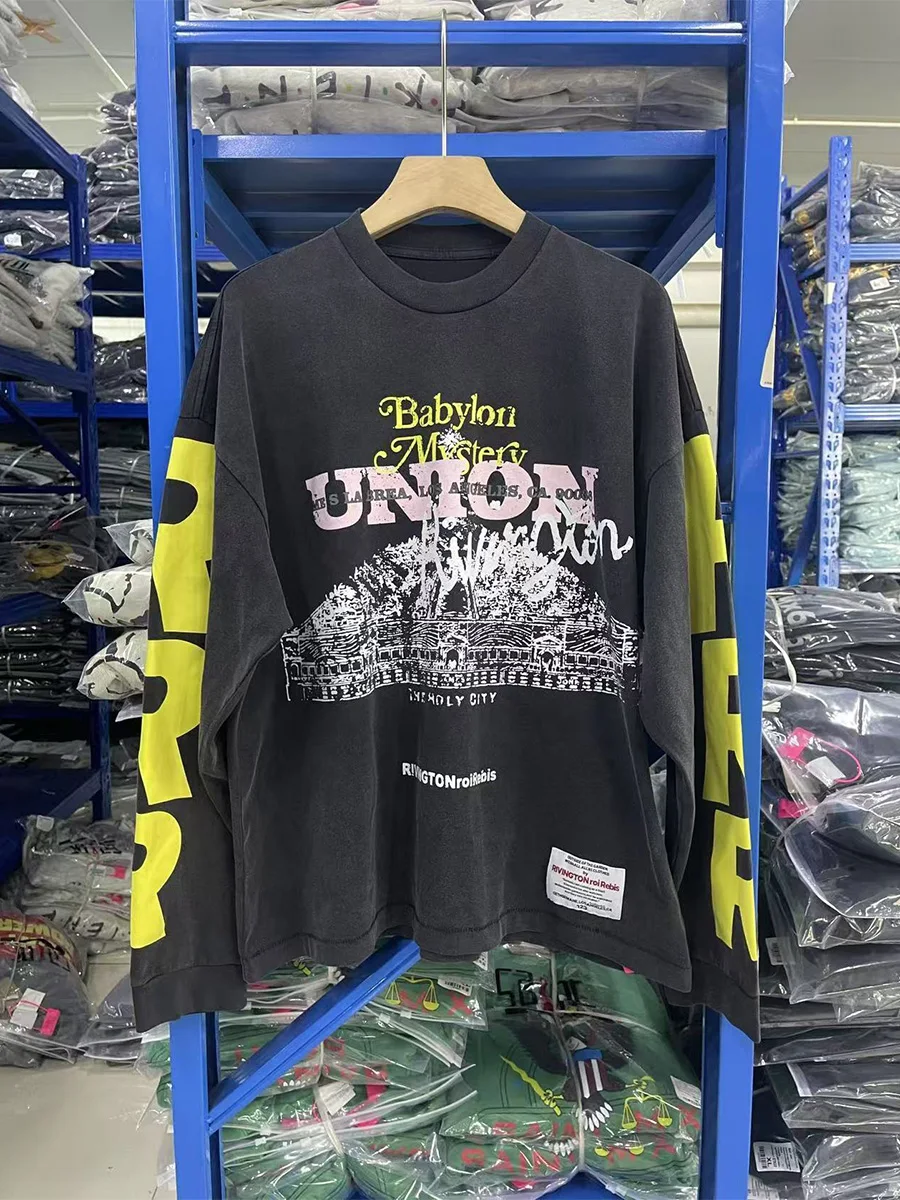 American Style RRR123 Letter Babylon Mystery Print Washed Heavyweight High Street Trend Loose Long Sleeve T-Shirt
American Style RRR123 Letter Babylon Mystery Print Washed Heavyweight High Street Trend Loose Long Sleeve T-Shirt
