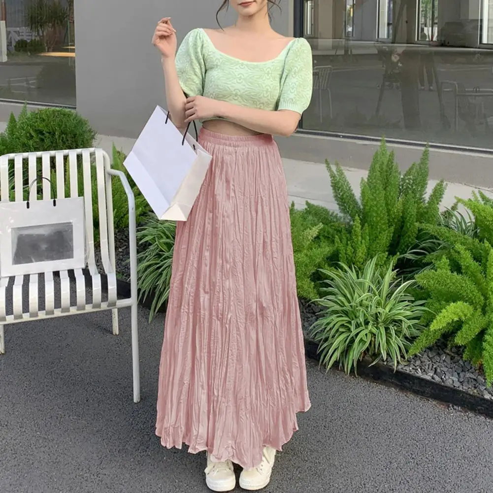 Pleated A-line Skirt Ankle-length Pleated Skirt Elegant Women's Maxi Skirt High Waist A-line Pleated Hem Solid Color
Pleated A-line Skirt Ankle-length Pleated Skirt Elegant Women's Maxi Skirt High Waist A-line Pleated Hem Solid Color