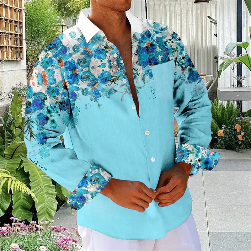 Men's Floral Button Lapel Front Shirt Beach Shirt Long Sleeve Hawaii Daily Vacation Spring Summer 3D Printing 12 Colors Top
Men's Floral Button Lapel Front Shirt Beach Shirt Long Sleeve Hawaii Daily Vacation Spring Summer 3D Printing 12 Colors Top 