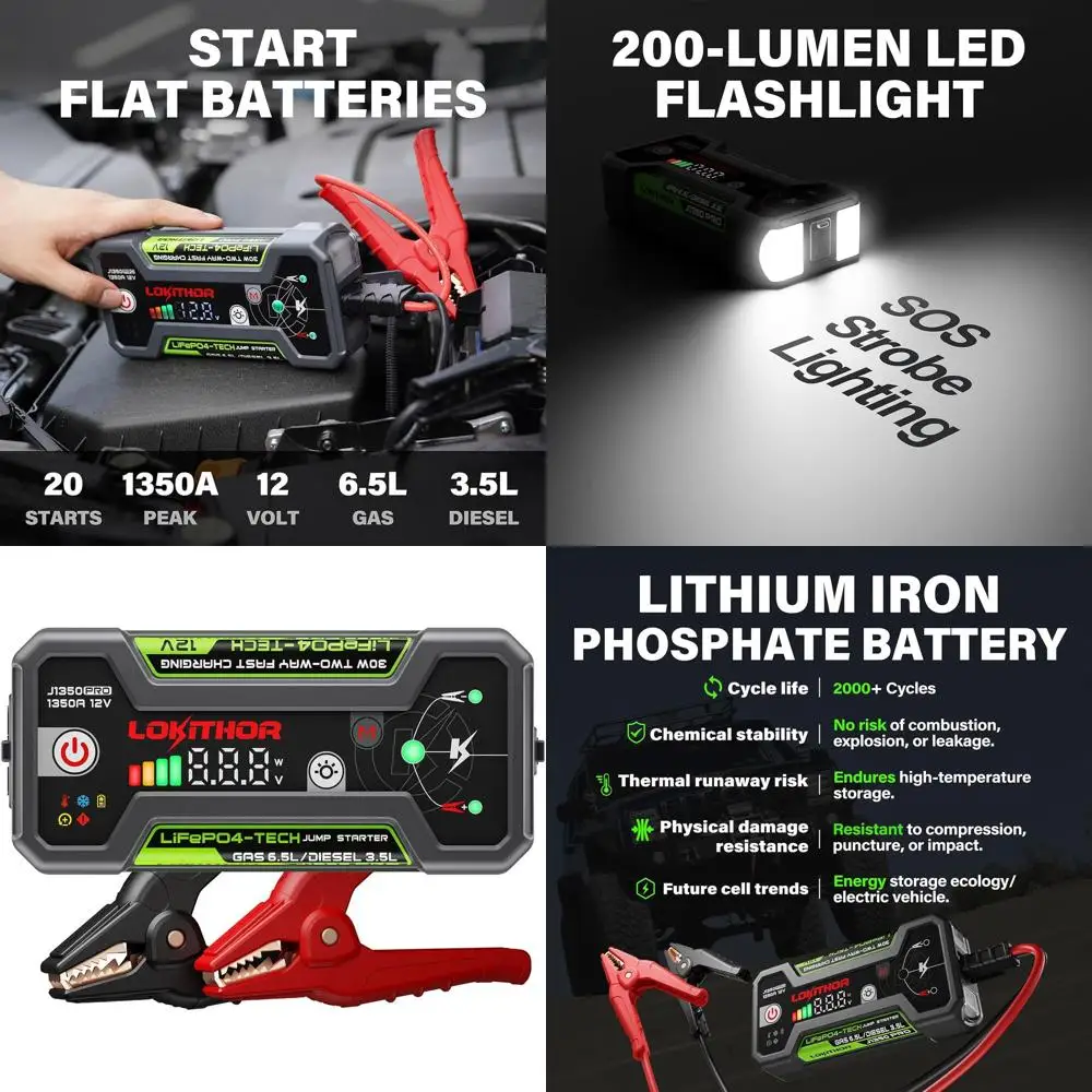J1350 PRO Jump Starter with ConnectMax, 1350 Amp LiFePO4 Jump Box for 6.5L Gas and 3.5L Diesel Engines, Car Jumper Starter Porta
J1350 PRO Jump Starter with ConnectMax, 1350 Amp LiFePO4 Jump Box for 6.5L Gas and 3.5L Diesel Engines, Car Jumper Starter Porta