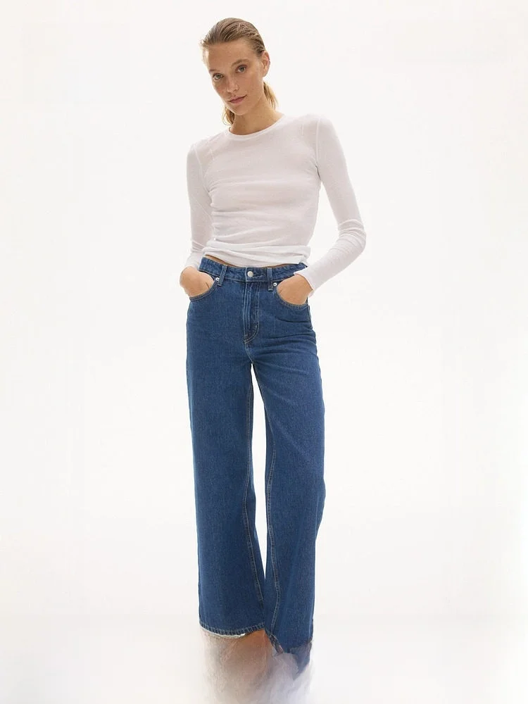 H&M Women's Casual High Waist Wide Leg Jeans Summer Commute Loose Fit Washed Denim Trousers Comfortable Straight Leg Pants
H&M Women's Casual High Waist Wide Leg Jeans Summer Commute Loose Fit Washed Denim Trousers Comfortable Straight Leg Pants
