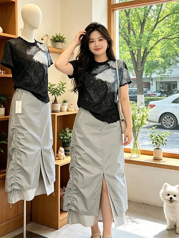 Elegant Floral Print Short Sleeve T-Shirt And Skirt Set Women's Summer New Style High Waist A-Line Skirt Workwear Two-Piece Set
Elegant Floral Print Short Sleeve T-Shirt And Skirt Set Women's Summer New Style High Waist A-Line Skirt Workwear Two-Piece Set