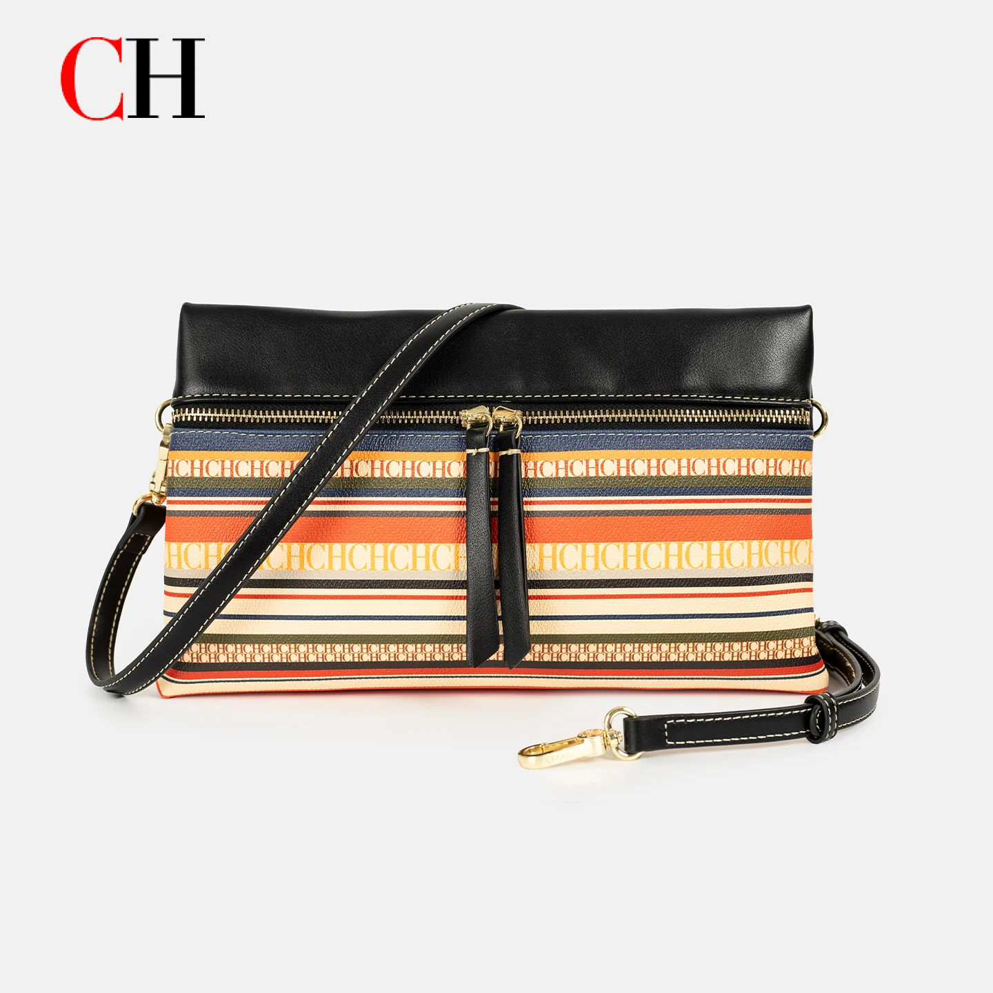CH Multicolor Striped Crossbody Bag Double Zipper PU Leather Embossed CH Letter Shoulder Handbag For Work Travel
CH Multicolor Striped Crossbody Bag Double Zipper PU Leather Embossed CH Letter Shoulder Handbag For Work Travel