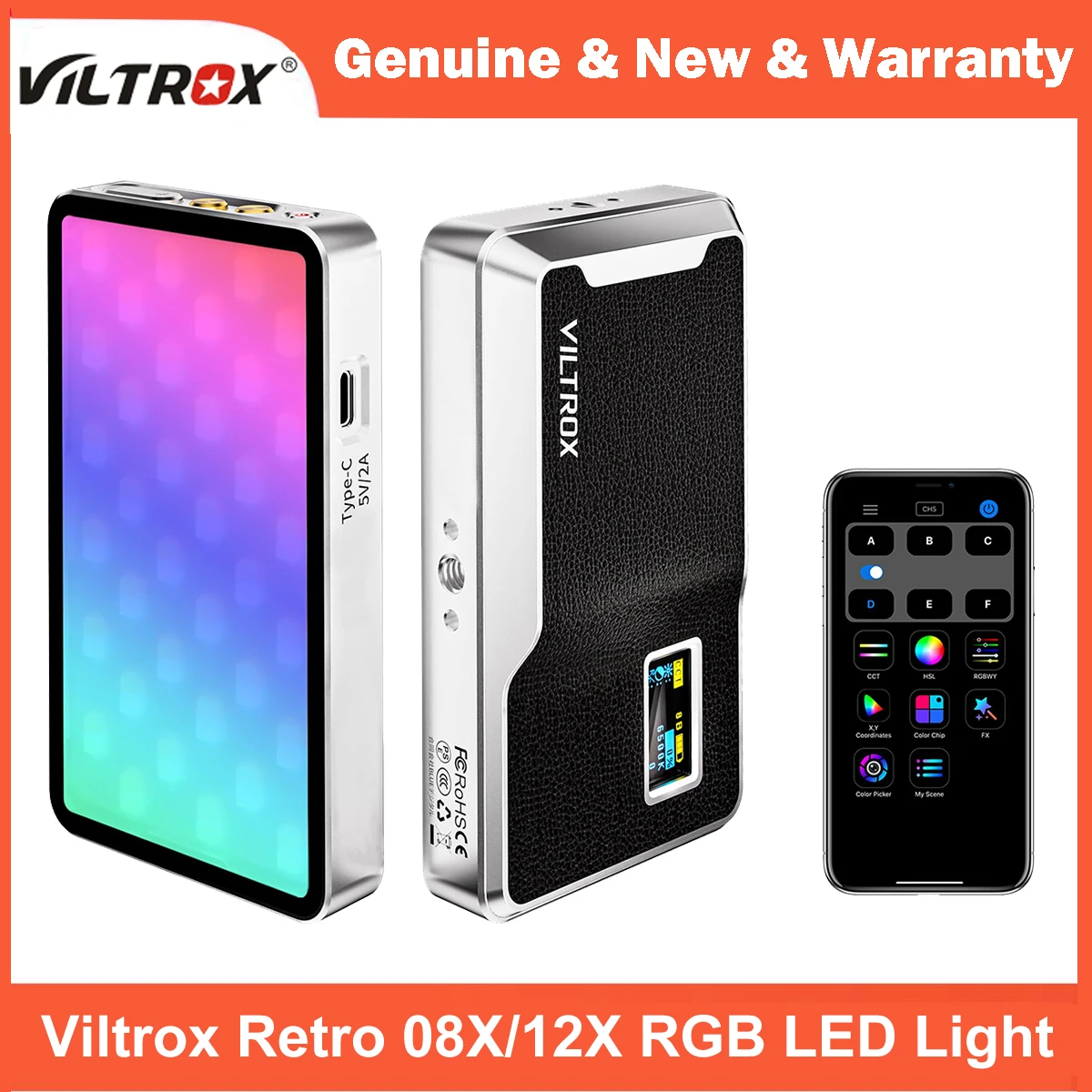 Viltrox Retro 08X/12X On Camera RGB LED Light APP Control All Metal Portable Photography Lighting Panel for Video Recording
Viltrox Retro 08X/12X On Camera RGB LED Light APP Control All Metal Portable Photography Lighting Panel for Video Recording