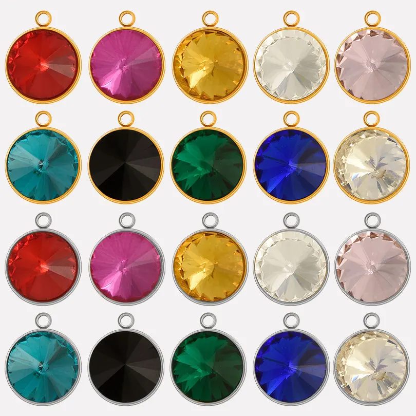 10pcs/lot Round Shaped Stainless Steel Glass Stone Birthstone Pendants Real Gold Plated Charms DIY Jewelry Making Accessories
10pcs/lot Round Shaped Stainless Steel Glass Stone Birthstone Pendants Real Gold Plated Charms DIY Jewelry Making Accessories